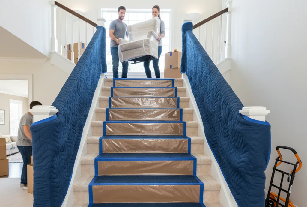 how to protect carpeted stairs when moving boxes and furniture